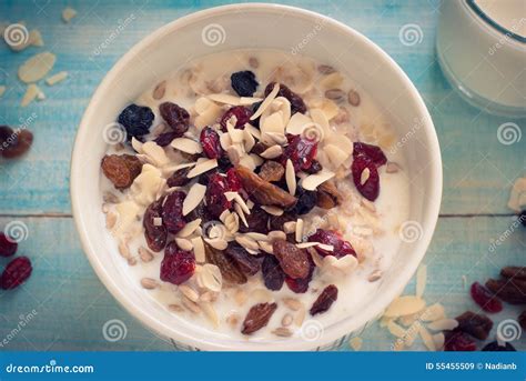 Oatmeal With Dried Fruit Stock Image Image Of Breakfast 55455509