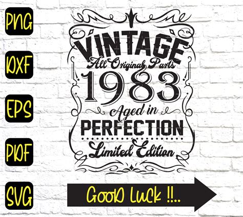 38th birthday svg vintage 1983 aged in perfection limited etsy