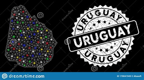 Karten von uruguay zum herunterladen. Helle Maschen-2D Uruguay-Karte Mit Hellen Stellen Und ...