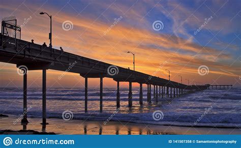 Amazing Sunset At The Ocean Beach Pier San Diego California Usa