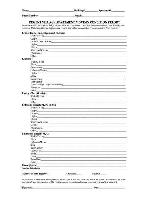 National Apartment Association Inventory And Condition Form Fill