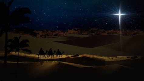 Nativity Scene With 3 Wise Men And The Christmas Star Stock Footage