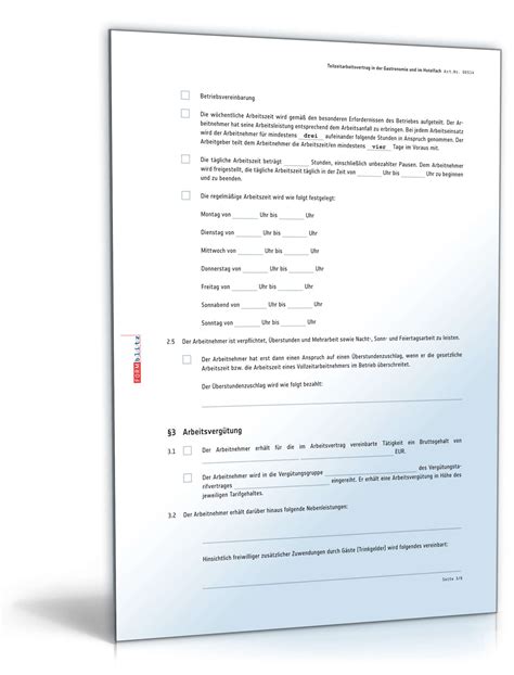 Muster hier als pdf und doc herunterladen. Teilzeitarbeitsvertrag Gastronomie und Hotelfach | Muster ...