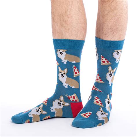 Mens Corgi Pizza Socks Good Luck Sock