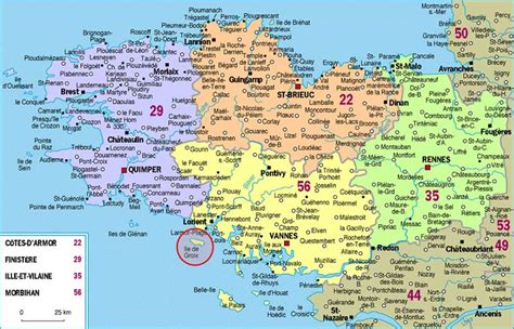 Carte plastifiée souple ou magnétique pour le bureau. Carte de Bretagne - Géographie - Arts et Voyages