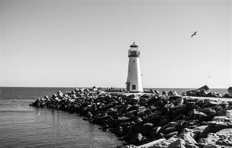 Lighthouse Coast Black And White Wallpapers Wallpaper Cave