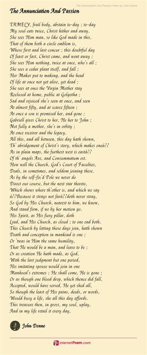 The Annunciation And Passion Poem By John Donne