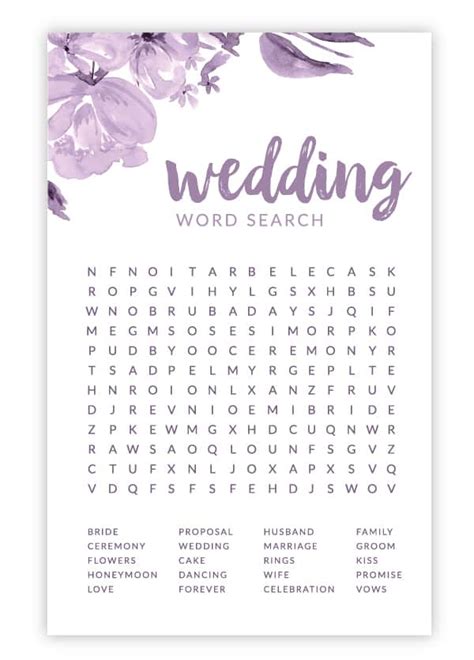 Free Printable Bridal Shower Games Word Search Printable Templates