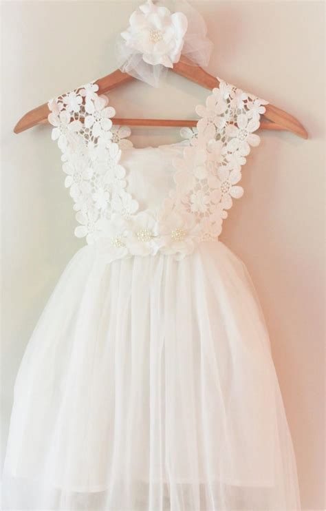 White Flower Girl Dress White Lace Flower Girl Dress Couture Flower