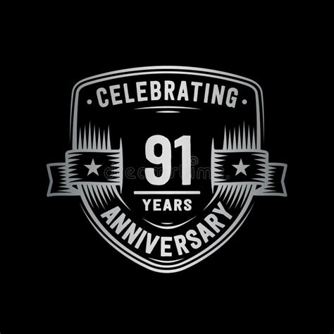 91 Years Anniversary Celebration Shield Design Template 91st