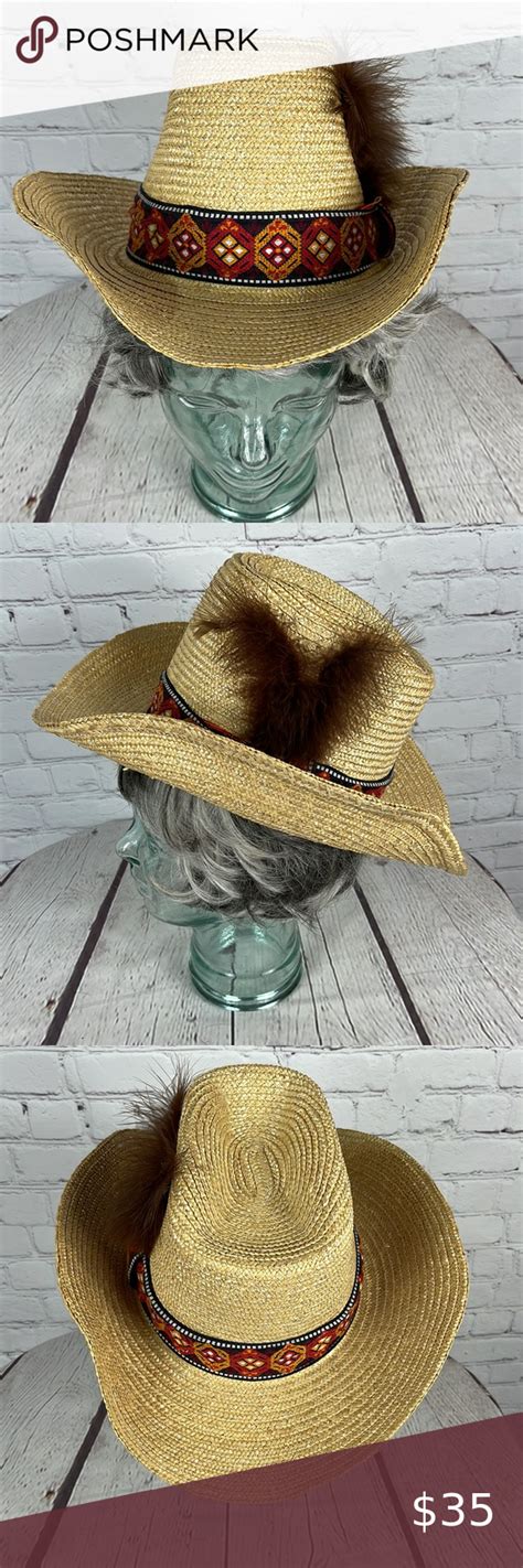Straw Tall Crown Cowboy Hat W Band Cowboy Hats Hats Straw Cowboy Hat