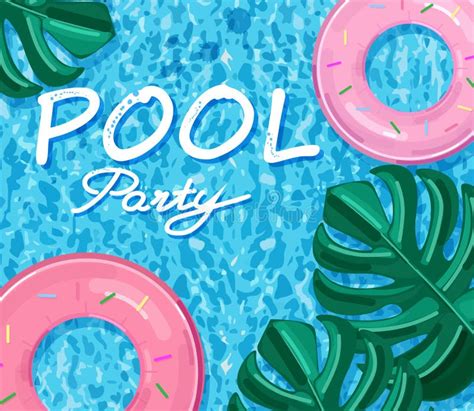 Summer Pool Party Poster Vector Summer Banner Blue Water Backgrounds