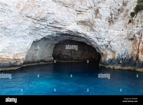 The Blue Sea Caves At Paxos Island In Greece Ionian Sea Stock Photo