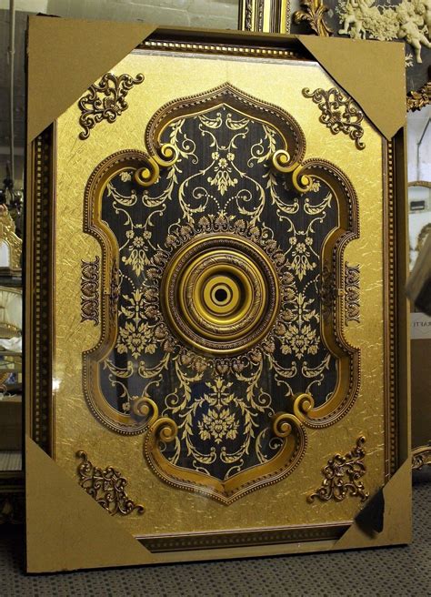 Easy to install decorative ceiling accents and ceiling medallions. Gold & Brown Rectangular Ceiling Medallion 48" x 64" - Other