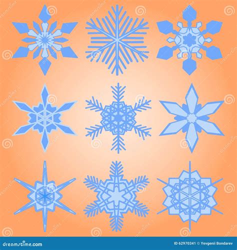 Christmas Set Of Nine Snowflakes Stock Vector Illustration Of Season