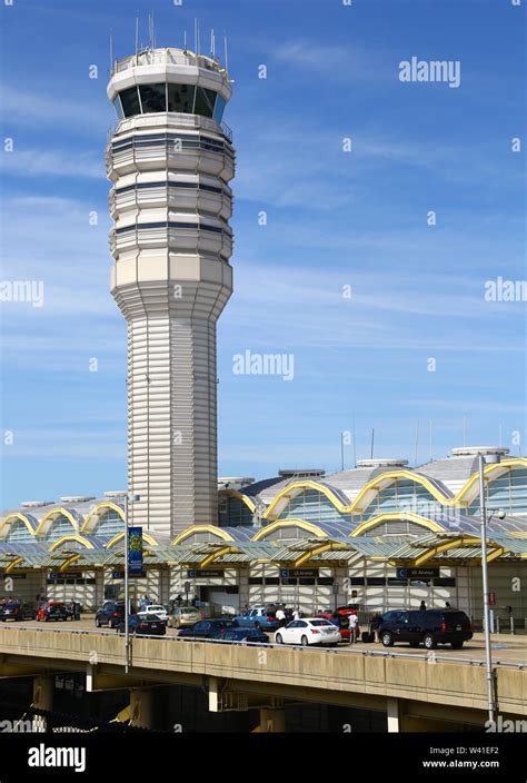 Air Traffic Control Tower Of Ronald Reagan Airport In Washington Stock
