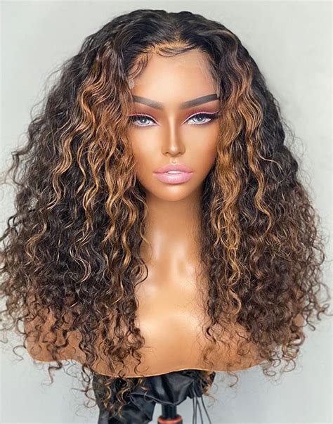 Malaysian Human Hair Blonde Curly Hair Lace Front Wig Ins014