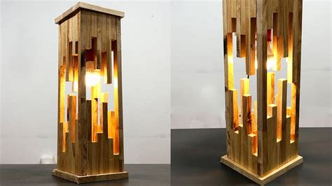 Make A Modern Wood Lamp From Pallets Creativity Crafts Idea Youtube