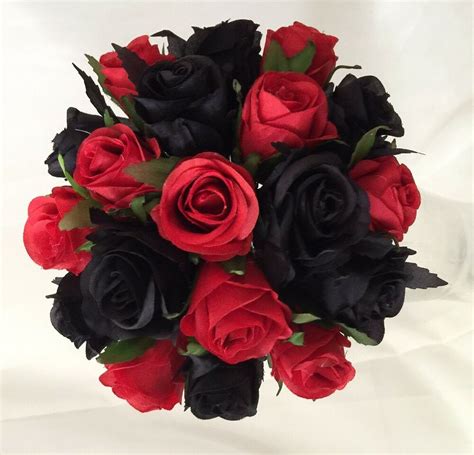 See more ideas about red wedding, wedding bouquets, wedding flowers. Silk wedding bouquet red and black roses pre made posy ...