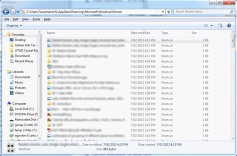 Windows 7 ‘recent Items Folder Location It Support Guides