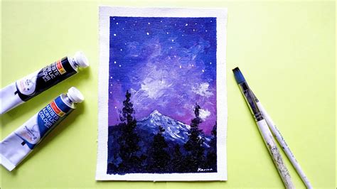 How To Paint A Night Sky Acrylic Landscape Painting For Beginners