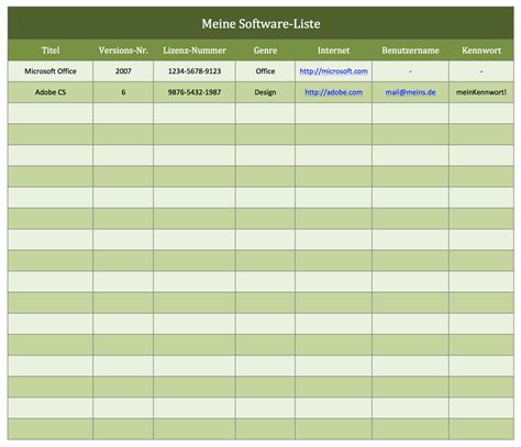 Excel ist eines der wichtigsten werkzeuge für den controller. Software Katalog als Excel-Vorlage | Excel Vorlagen für ...