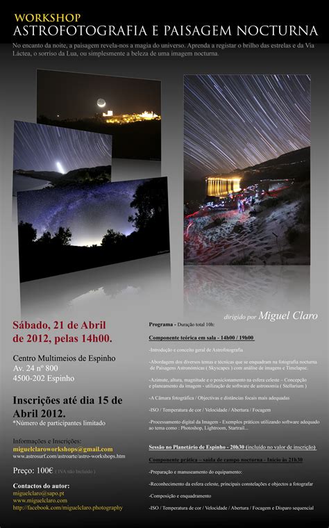 Workshop de Astrofotografia com Miguel Claro Inscrições Abertas até