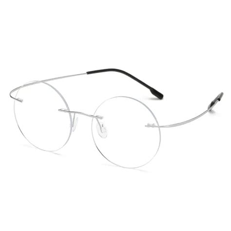 steve jobs star style foldable ultra light memory titanium rimless round myopia eyeglasses
