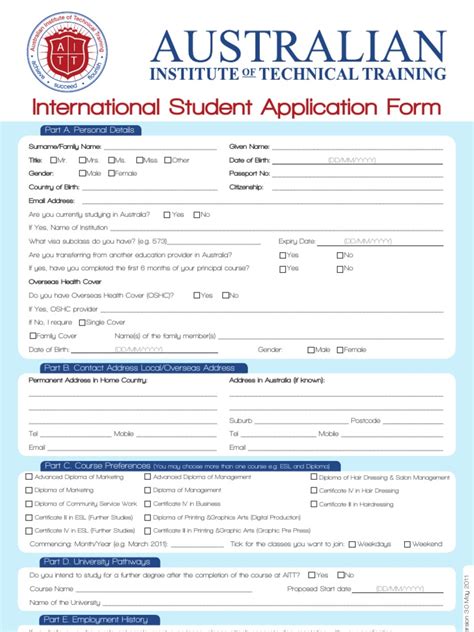 Aitt International Student Application Form Travel Visa