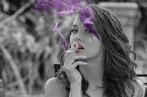 Hd Wallpaper Malena Morgan Smoking Smoke Cigarettes Red Lipstick Selective Coloring