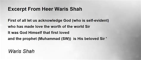 Excerpt From Heer Waris Shah Excerpt From Heer Waris Shah Poem By