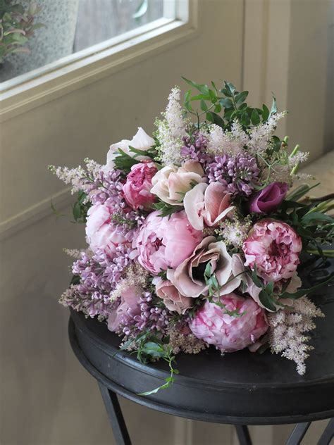 peony anemone and lilac lilac bouquet purple wedding bouquets lilac wedding peonies bouquet