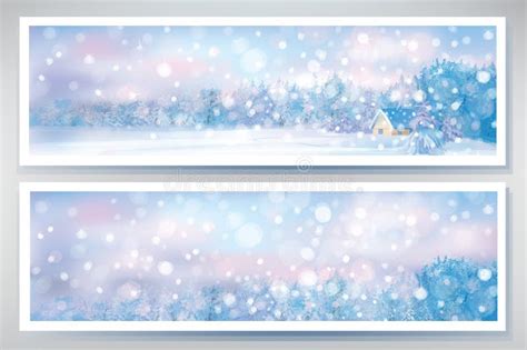 Vector Of Winter Snow Scene Banners Stock Vector Illustration Of Celebration Forest 35868614