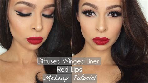 How To Red Lips And Smokey Winged Liner Makeup Tutorial Youtube