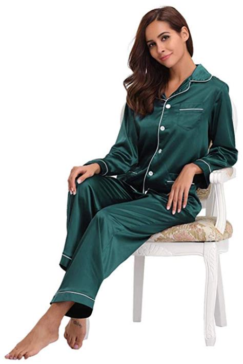 Serenedelicacy Womens Silky Satin Pajamas Striped Long Sleeve Pj Set