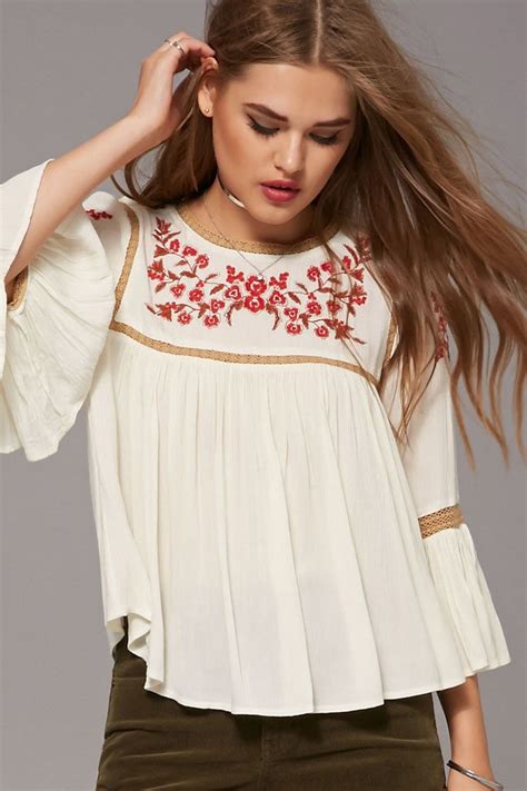 Floral Embroidered Peasant Top Outfits Verano Clothes Design Clothes