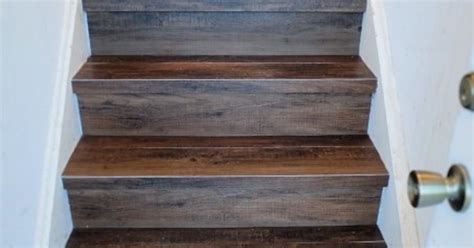 Stick on faux granite update venecia gold granite counter top cover 36 x 72. DIY Faux Wood Tile Stairs On a Budget | Peel, stick wood ...