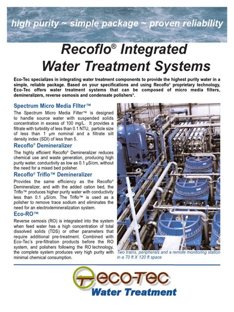 Recoflo Integrated Water Treatment Systems High Purity Simple Package
