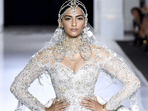 paris fashion week sonam kapoor is spectacular showstopper in bridal white