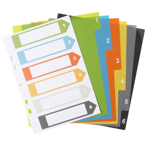 Plastic A4 File Dividers (1 to 6) | Binrush Stationery