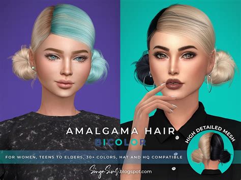 The Sims Resource Sonyasims Amalgama Hair Bicolor