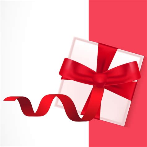 Free Vector Present Box With Red Ribbon Illustration
