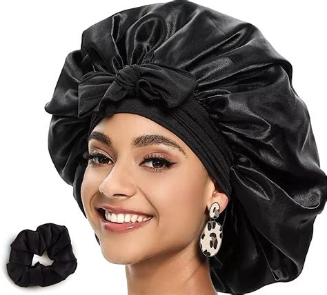Bonnet Satin Cheveux Nuit Ajustable Pour Femme, Homme Et Enfant
