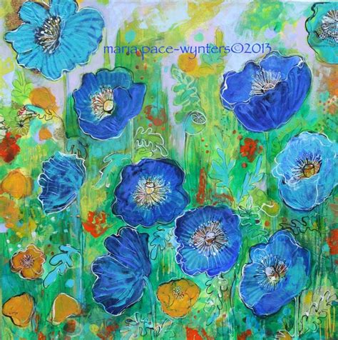 Blue Poppy Garden Flower Art Poppy Art Flower Painting