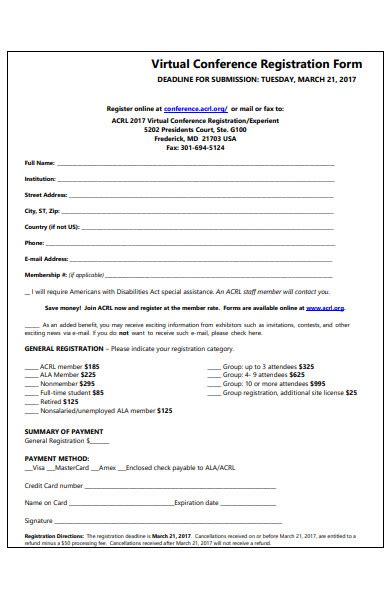 Free 24 Conference Registration Forms In Pdf Bb2
