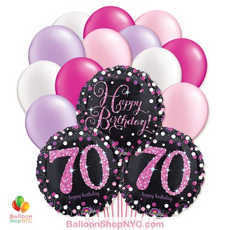 70 Pretty Pink Happy Birthday Mylar Latex Pearl Balloon Bouquet