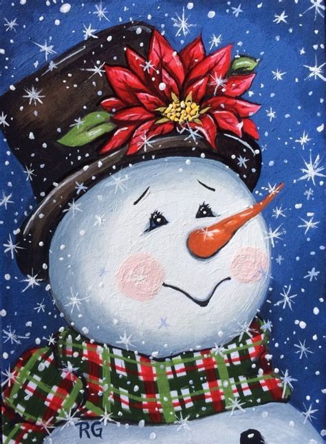 Snowman Christmas Paintings Christmas Canvas Christmas Paintings On