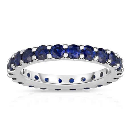 14k White Gold Blue Sapphire Eternity Ring 250 Cttw Noray Designs