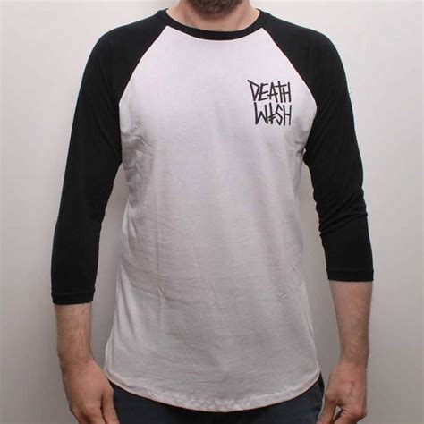 deathwish skateboards deathwish gang logo baseball t shirt white black deathwish skateboards