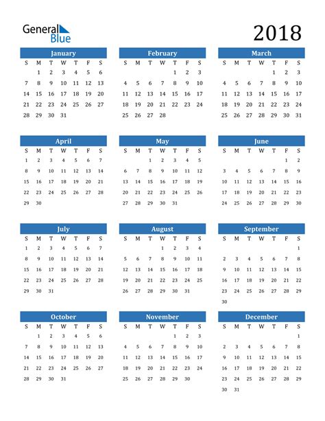2018 Calendar Pdf Word Excel
